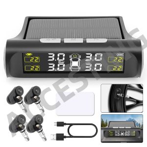 Không dây năng lượng mặt trời TPMS xe LCD áp suất lốp hệ thống giám sát + 4 cảm biến trong cho TOYOTA/Honda/Mazda/Nissan