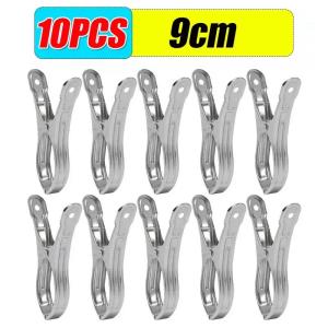 🔥🔥10Pcs Large Towel Clips Stainless Steel Multipurpose Clothespins Clothes Pegs Pins Hanger Clamp Home Storage Accessories S/M/L