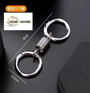 HOME+HOUND Spring Double Ring Keychain Pendant w/ Belt Hanging Portable Metal keychain