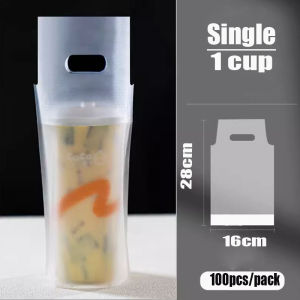 100Pcs Single / Double Take Out Plastic Bag For Milk Tea Cup Coffee Cup Plastic Takeaway Bag Milk Tea Bag Thickened material