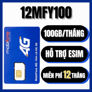 Sim 5G Mobifone 12MFY100 Miễn Phí Trọn Gói 1 Năm Vào Mạng Tốc Độ Cao Ưu Đãi 100GB 1 Tháng FREESHIP - CHƯA KÍCH HOẠT.