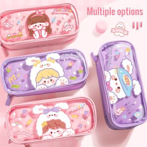 Pencil Case Pencil Box for Girls 3Layers Large Capacity Zipper Pen Case with Pen Slot Design Waterproof Student Stationery Pen Bag
