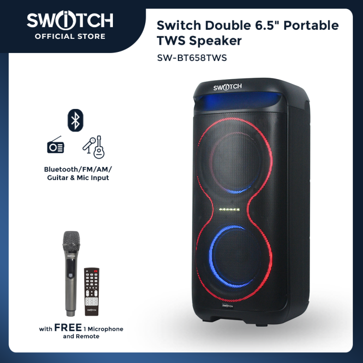 Switch Double Portable TWS Bluetooth Superbass Stereo Speaker with  FREE Wireless Microphone SW-BT658TWS Lazada PH