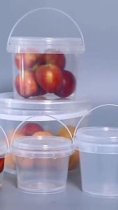 500-2000ML Multipurpose Clear Plastic Bucket With Seal Pail Canister Container COD
