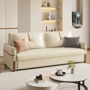 CraftedLiving SG-Solid Wood Folding Sofa Bed Multifunctional Living Room Cat-Friendly Storage Sofa