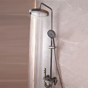 Shower Tiang Column Stainless Bulat Kotak Abu Abu Grey