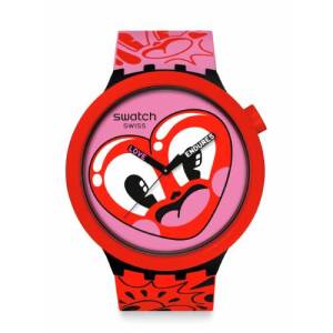 Swatch Hatties Heart (SB05Z103) Red 47mm Silicone Strap Watch