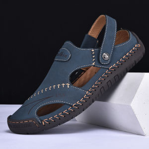 New Handmade Summer Sandals Men Breathable Leather Shoes Man Outdoor Men Sandals Antiskid Beach Sandals Hollow Shoes Fashion2026