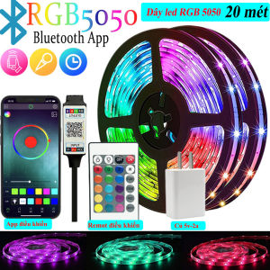 Dây Led RGB Cảm Biến Nhạc Đèn 16 Triệu Màu 5 mét 10 mét 20 mét Trang Trí Decor Phòng Điều Khiển Bằng Remote và APP điện thoại