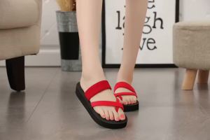 [Free Shipping] Summer Indoor And Outdoor Personalized Black Slippers Comfortable Stylish Casual Wedge Flip-Flops