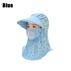 Topi Pantai Wanita Model Cadar Lebar Visor Lipat Anti UV Motif Lucu Penutup Wajah Topi Pancing Topi Pantai Cadar