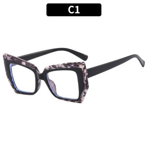 Irregular anti-blue-light plain glasses TR90 No-makeup look slimming color-blocked women’s eyeglass frame