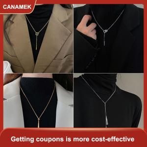 【CANAMEK 】 Fashion Long Pendant Necklaces For Women Simple Adjustable Clavicle Chain Light Luxury Sweater Chain Jewelry Accessories Gifts