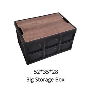 Foldable Stackable Plastic Storage Wood Tabletop Box Outdoor Car Organizer Camping Bedside Small Table Multipurpose