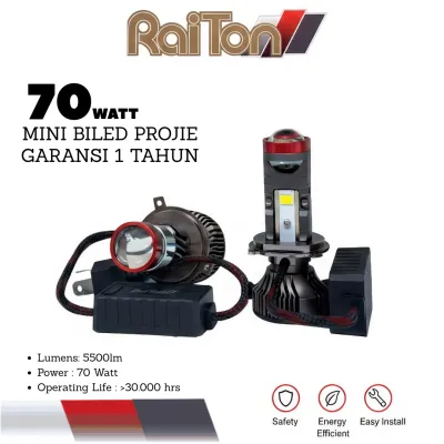 Raiton Bohlamp Led Mini Biled Projector H4 70 Watt