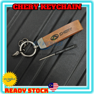 【B247 READY STOCK】Chery Logo Leather Keychains Car Keychain Accessories Leather Rope Car key Pendant Car Key Holder