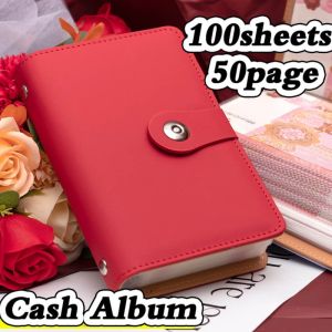 Save Money 100 Envelopes Money Saving Challenge Large Capacity A6 PU Album Cash Book Thickera