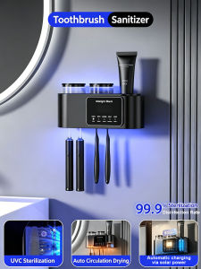 BAIERDI Punch-Free Smart Toothbrush Holder Built-in Sterilizer Drying System No Wall Drilling Needed