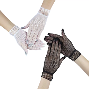 Simple Fishnet Gloves For Bridal Event Stretchable Short Gloves Mesh Sunproof Handwear for Wedding and Theme Occasion