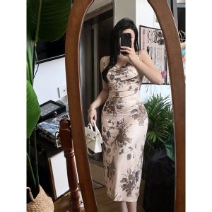 beach long floral summer dress for woman cocktail dress plus size for prom bodycon dress with slit