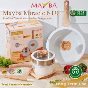 PANCI SET VIRAL MAYBA MIRACLE EMERALD Color 6 PC WOK 24 CM - SAUCE PAN 16CM Keramik cookware set Semua termasuk tutup kaca