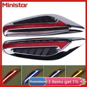 Ministar Pair(2pieces) Universal Blade Steering Light Fender Side Marker Light Car LED Turn Signal Lamps Yellow Red Blue White