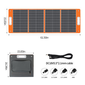 FlashFish TSP100W Foldable Solar Panel 18V Monocrystalline silicon Solar Cells Lightweight Solar Panel Foldable Energy Storage Solar Outdoor Charger with Type-C DC USB Output for Camping Hiking Climbling Emergency Backup
