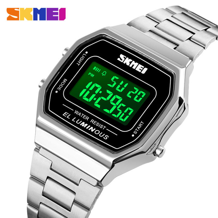 SKMEI Fashion Casual Top Luxury Brand Men Watch LED Display luminous Auto  Date Water Resistant Stainless Steel Digital Men Watch Lazada