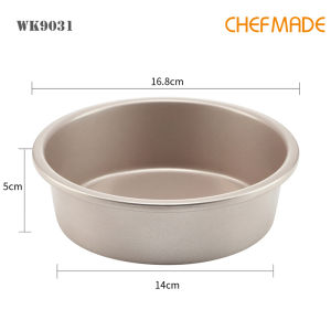 CHEFMADE 6 Inch Round Cake Pan Champagne Gold Cake Bread Mold Baking Utensils Baking Mould Non Stick Round Cake Tin Cake Pan WK9031
