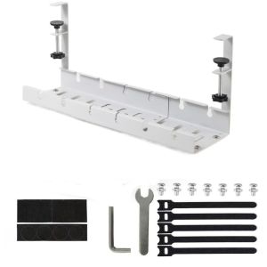PRIMEPICKGLOBAL Heavy Duty Under Desk Cable Shelf Expandable Scalable Metal Cable Tray Basket Design No Punching Wire Management Rack Home Office