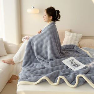 Blanket Cover Double-Sided Fleece Blanket Nap Blanket Bed Sheet Student Dormitory Air Conditioning Blanket Milk Velvet Blanket Autumn Winter Thickened LZD