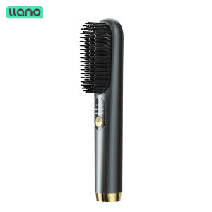 LLANO Cordless Hair Straightener Brush Rechargeable 30s Fast Heating for On-The-go Styling Portable Negative ion Hair Comb，3 levels temperature adjustment