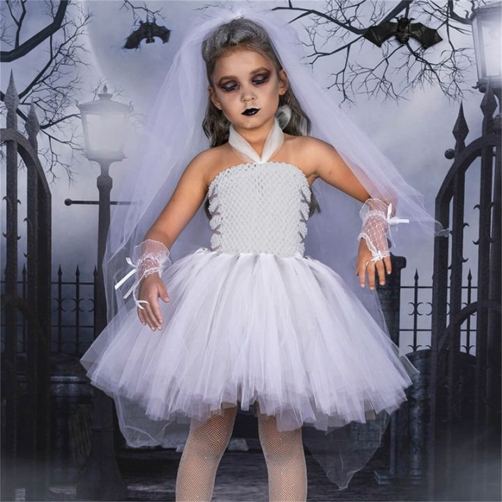 Pickmine 2023 new Children Ghost Bride Cosplay Dress Halloween