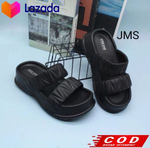 Sandal Wedges Wanita Dewasa Bahan Karet EVA Anti Slip Model Slop Ban Dua Kekinian Terbaru