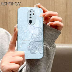 Hontinga Tempered Glass Casing Cases For OPPO A78 A58 5G 4G A5 A9 A53 A93 2020 A54 2021 A55 A5S A7 A74 A76 A91 A94 A95 A96 5G Case Cartoon Anime Bear Phone Case  Back Cover Casing Hard Case