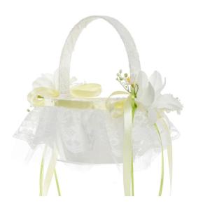Decorative Wedding Flower Basket Delicate Bows Pearls Decors Lightweight Design For Bridal Ceremonies