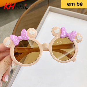 [Cực Xịn] Kính thời trang cao cấp cho Bé Yêu hoạt hình nơ chấm bi gọng tròn đủ màu mã Y6532 - kheshop