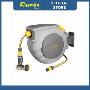 Remax 30m Retractable Garden Hose Reel 1/2 in x 100 ft Upgraded UV Resistant Heavy Duty Automatic Hose Reel Wall Mount 38-NW303