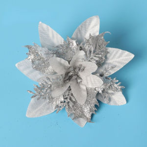 【Bartley-lz】COD 12 ชิ้น ดอกไม้ประดิษฐ์ ตก แต่งวันคริสต์มาส กลิตเตอร์ ดอกไม้ปลอม สําหรับตกแต่งต้นคริสต์มาส