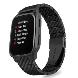 Carbon Fiber Strap For Garmin Venu SQ SQ 2 Lightweight Link Bracelet belt Wrist Replacement Strap For Garmin Forerunner 645 245 245M /Vivoactive 3 Music / Vivomove HR Smart Watch Band Sport Edition Men Business Authentic Lightweight Durable