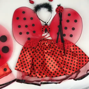 Lady Bugs Costume Star Wands Ladybird Wing Headbands Tutus for Dress Up Pretend Play Birthday Halloween Party Cosplays