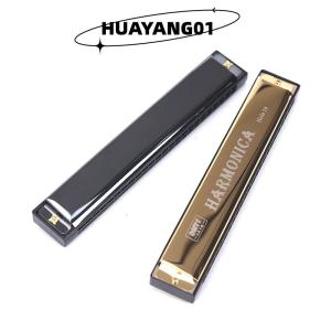 HUAYANG01 [2023 new HOT FASHION] 24 Hole Key Of C Play Harmonica Tremolo Harmonica Mouth Organ Double Row Blues
