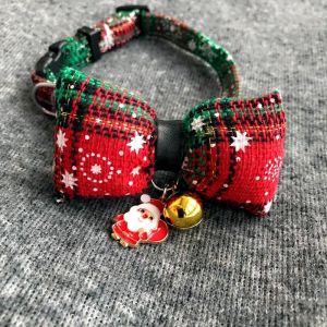 Pet Christmas Bow Adjustable Cat Christmas Decor Bibs Cute Dog Collar With Small Bell Pet Supplies