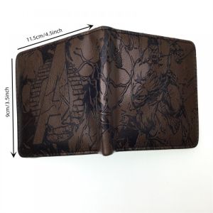 Embossed Dark Pattern Two-Fold Wallet Cartoon Anime Hero Coin Purse Men Women Faux Leather Wallet with Zipper Avengers Deadpool the Wolverine Captain America Hulk Batman Superman
