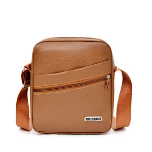 Mens PU Leather Crossbody Sling Bag Waterproof Lightweight Casual Shoulder Bag for Daily Use