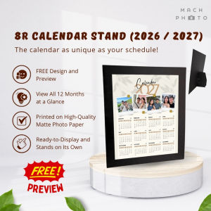 【Mach Photo】Customised 8R 2026 2027 Calendar Stand FREE Design and Preview Tabletop Desktop TV Console Display Home Decor