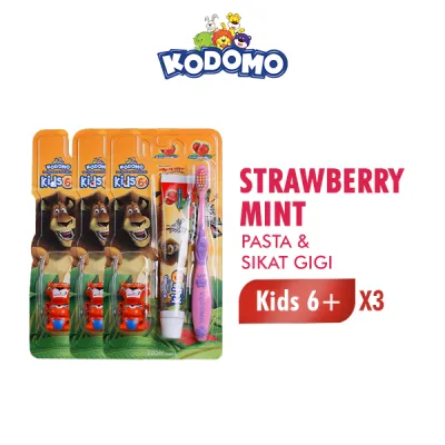 [Paket isi 3] KODOMO Kids Sikat Gigi 2 IN 1 Strawberry Mint Koukou