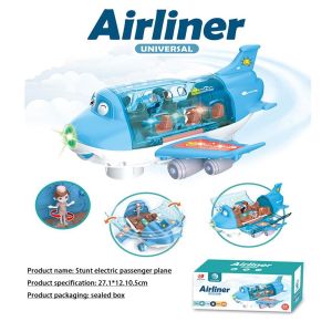 SEETE ของเล่นไฟฟ้าสำหรับเด็ก ของเล่นเครื่องบินเพลงมีไฟ LED พลาสติกทำจากพลาสติก สีฟ้า/สีชมพู ของเล่นเครื่องบินของเล่น เครื่องบินของเล่น ไฟแอลอีดี โมเดลเครื่องบิน LED ของขวัญวันเกิดของขวัญ