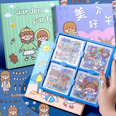 100PCS Kawaii Stickers Waterproof Transparent Stickers Cup Decoration Diary Phone Scrapbooking Stickers Washi PET 可爱手帐防水贴纸