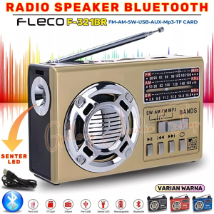 Radio Speaker Portable Full Bass FLECO F-321BR FM/AM/SW/USB/AUX/MP3/TF Card Radio Mini Bluetooth